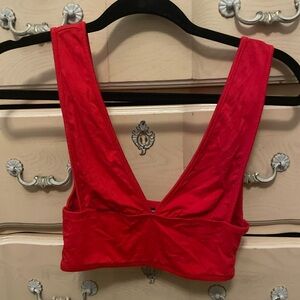 SHEIN Bold Red V-Neck Crop Top